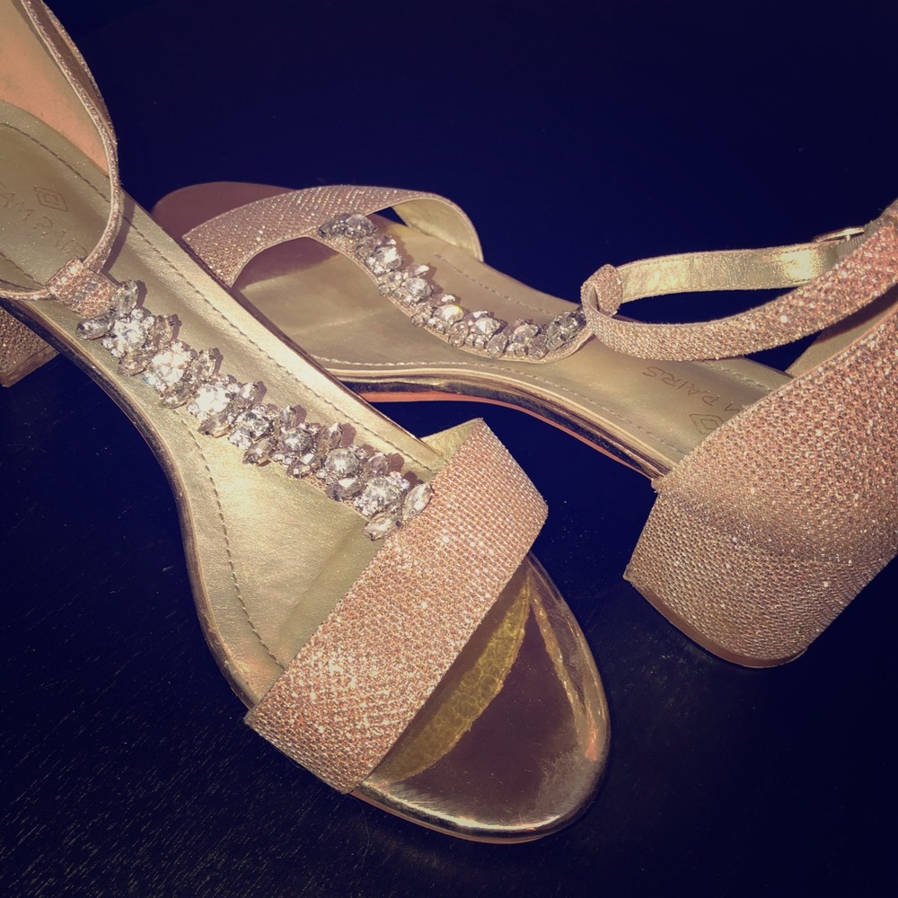Gold sparkly wedding heels